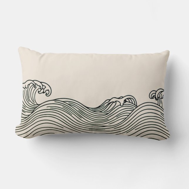 Minimalistische Coastal Waves Decor Sierkussen Kussen (Voorkant)