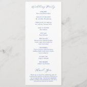Minimalistische Cobaltblauwe Moderne Trouwdag Programmakaart (Achterkant)