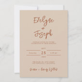 Minimalistische Cocoa Cream Photo Boho Modern Wedd Kaart (Voorkant)