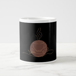 Minimalistische Coffee Line Art - koffieliefhebber Grote Koffiekop