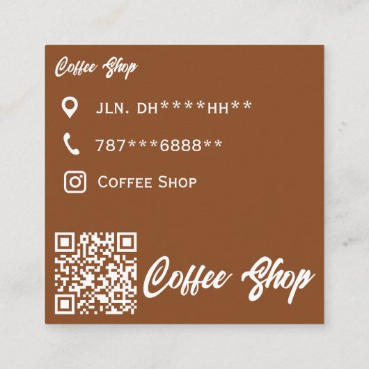 Minimalistische Coffee Shop Visitekaartje – Bruin  (Achterkant)