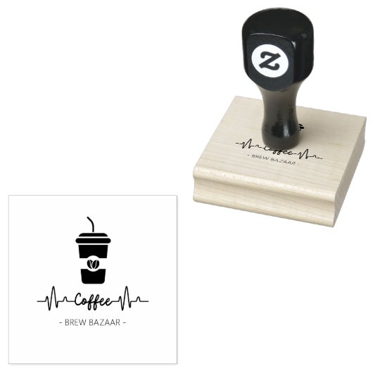 Minimalistische coffeeshop logo rubberstempel (Gestempeld)