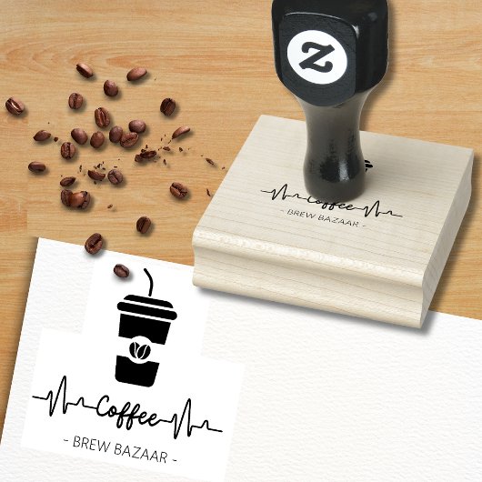 Minimalistische coffeeshop logo rubberstempel