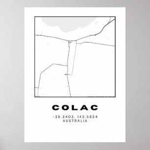 Minimalistische Colac-kaart met coördinaten Poster