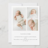 Minimalistische collage van 4 foto's Geboorte nieu Aankondiging (Achterkant)