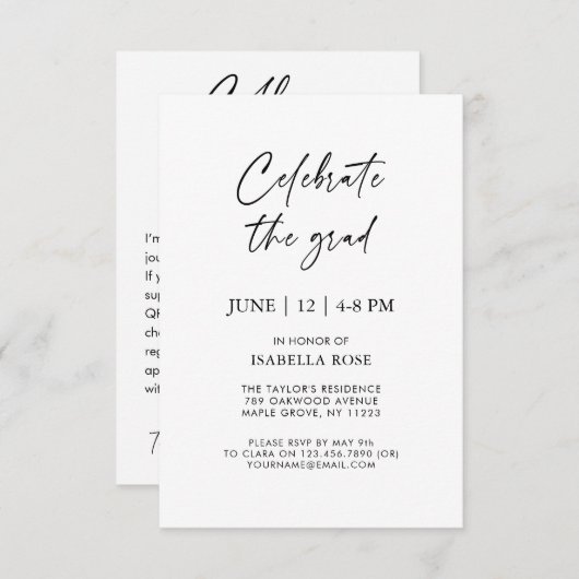 Minimalistische College Graduation Fund Gift Regis Informatiekaartje (Voorkant / Achterkant)