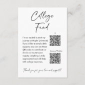 Minimalistische College Graduation Fund Gift Regis Informatiekaartje (Achterkant)