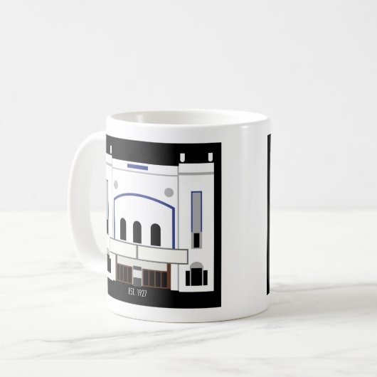 Minimalistische Columbia Theatre Coffee Mok (Voorkant links)