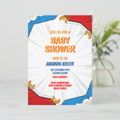 Minimalistische Comic Book Baby shower Uitnodiging (Staand voorkant)