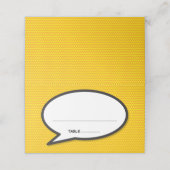 Minimalistische Comic Book Speech Bubble Bruiloft Plaatskaartje (Buitenkant ongevouwen)