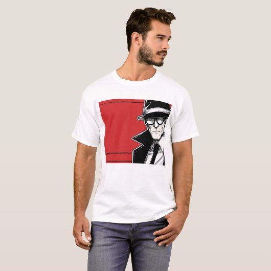 Minimalistische Comic Man Mannen Basic T-shirt (Voorkant volledig)