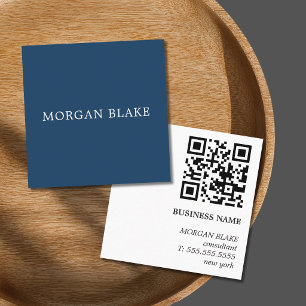 Minimalistische consultanten-netwerkblauwe QR-code Contactkaartje