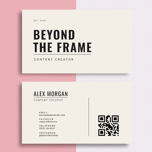 Minimalistische Content Creator Card | Bone Cream Visitekaartje