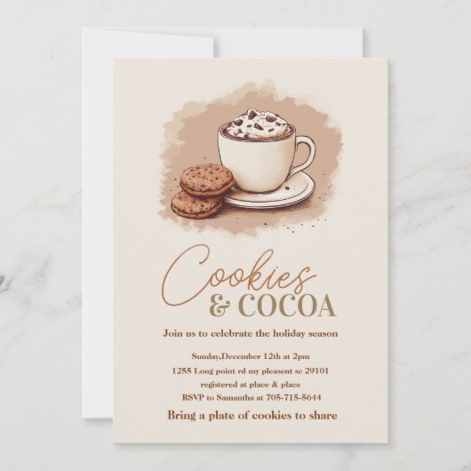 Minimalistische Cookies & Cacao Party | neutrale v Kaart (Voorkant)