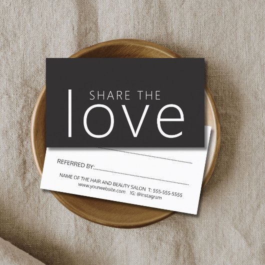 Minimalistische Cool Bold Ivoor Zwart Wit Salon Aanbevelingskaartje