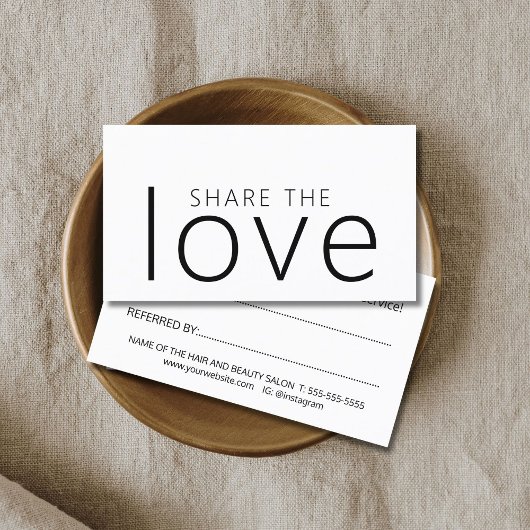 Minimalistische Cool Bold Zwart Wit Salon Aanbevelingskaartje