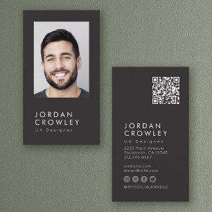 Minimalistische Cool Moderne Eenvoudige QR-code Fo Visitekaartje