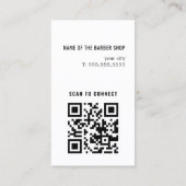 Minimalistische Cool Zwarte Witte Snor QR-code Visitekaartje (Achterkant)