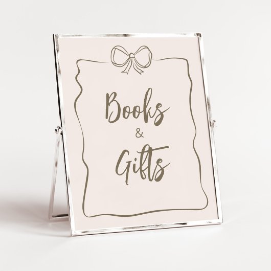 Minimalistische Coquette Baby shower Boeken en Ges Poster