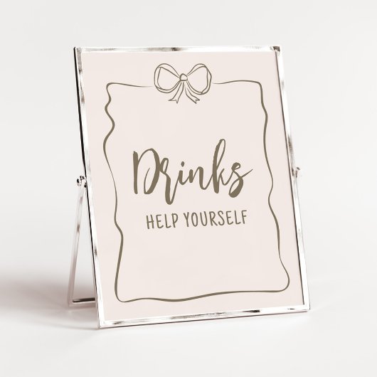 Minimalistische Coquette Baby shower Drinken Poster