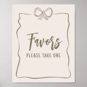 Minimalistische Coquette Baby shower Favorieten Poster (Voorkant)