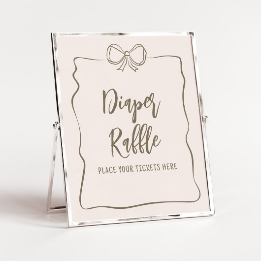 Minimalistische Coquette Baby shower Luier Raffle Poster