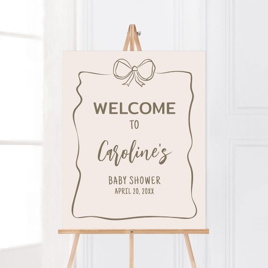 Minimalistische Coquette Baby shower Welkom Poster