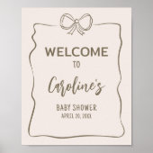 Minimalistische Coquette Baby shower Welkom Poster (Voorkant)