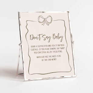 Minimalistische Coquette Baby Shower Zeg Niet Baby Poster