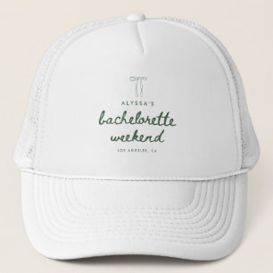 Minimalistische Coquette Groene Bachelorette Weeke Trucker Pet