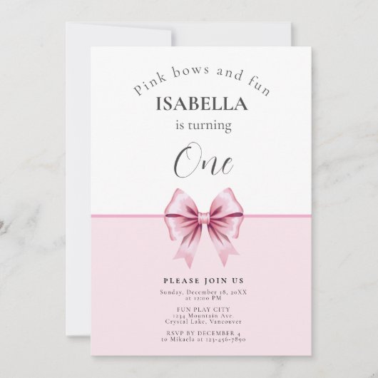 Minimalistische Coquette Roze Boog Verjaardag Uitn Kaart (Voorkant)