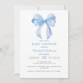 Minimalistische Coquette Waterverf Bow Baby shower Kaart (Voorkant)