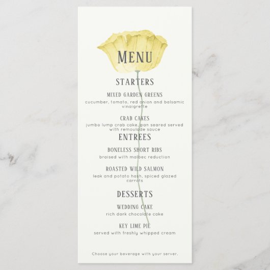 Minimalistische Coral Flower Two Entree Menu (Voorkant)