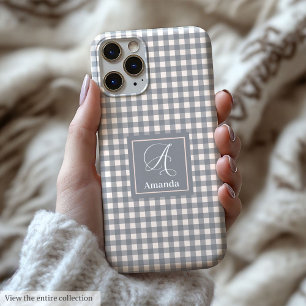 Minimalistische Coral Grey iPhone Hoes Naam Monogr