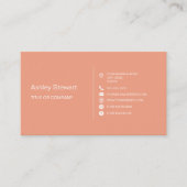 Minimalistische Coral Peach Social media Modern Tr Visitekaartje (Voorkant)