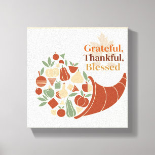 Minimalistische Cornucopia Wall Art – Boho Thanksg Canvas Afdruk