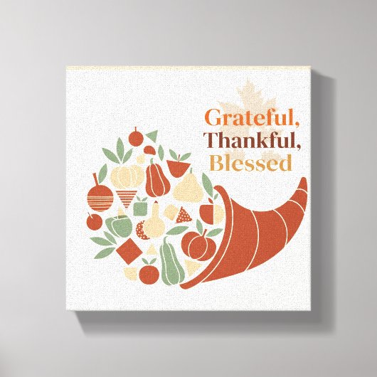 Minimalistische Cornucopia Wall Art – Boho Thanksg Canvas Afdruk (Voorkant)