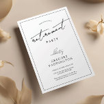 Minimalistische Corporate Black White Retirement P Kaart<br><div class="desc">Creëer klassieke afscheidsdiner uitnodigingen met dit minimalistische Retirement Party Invitation ontwerp. Deze zwart-wit zakelijke uitnodiging is geweldig om te gebruiken voor pensionering drinken of afscheidsdiner voor een medewerker, personeelslid of een vriend. Met een eenvoudig ontwerp met scriptlettertype is deze zakelijke uitnodiging volledig aanpasbaar, zodat u deze kunt aanpassen aan uw...</div>