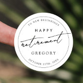 Minimalistische Corporate Black White Retirement P Ronde Sticker