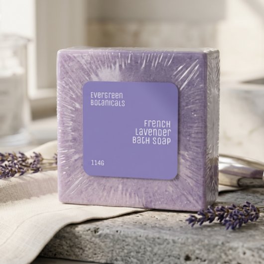 minimalistische cosmetica zeep label wit met paars