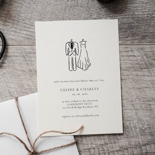 Minimalistische Couples Shower Bruid & Bruidegom L Kaart