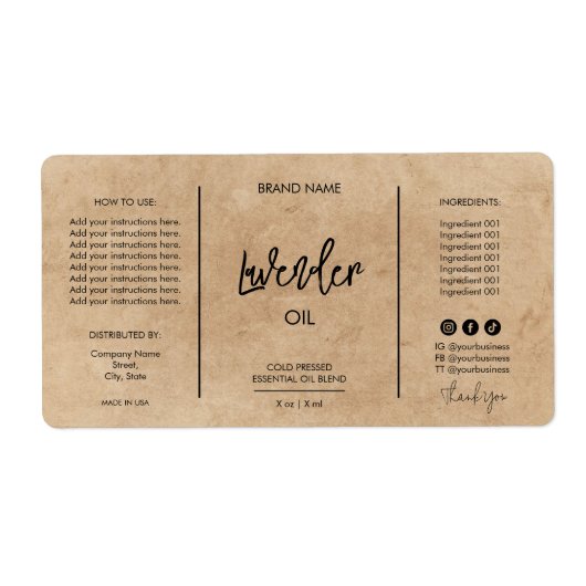 Minimalistische Craft Dropper Fles Productlabels Etiket (Voorkant)