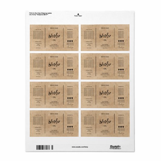 Minimalistische Craft Dropper Fles Productlabels Etiket (Full Sheet)