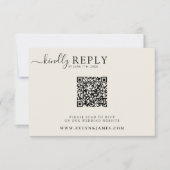 Minimalistische Cream Melkachtige Boho Chique QR C RSVP Kaartje (Voorkant)