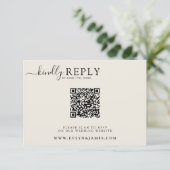 Minimalistische Cream Melkachtige Boho Chique QR C RSVP Kaartje (Staand voorkant)