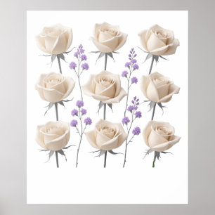 Minimalistische Cream Roos Bloemtekening Poster