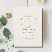 Minimalistische Cream Script bruiloft Kaart