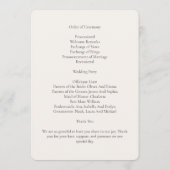 Minimalistische Cream Trouwroute Programmakaart (Achterkant)