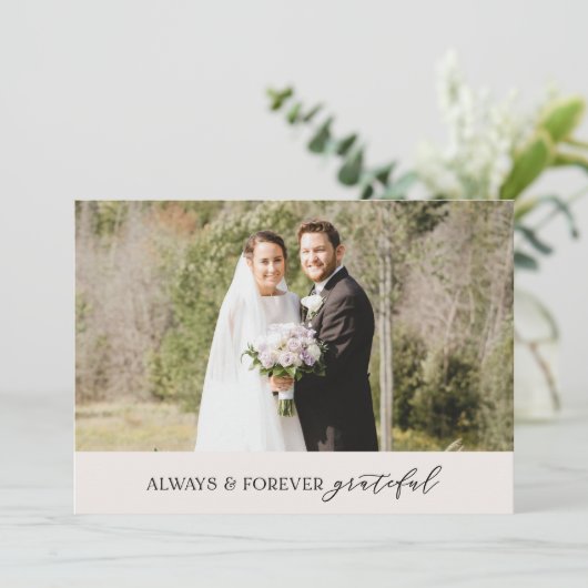 Minimalistische Cream Wedding Altijd en Voor Altij Bedankkaart (Staand voorkant)