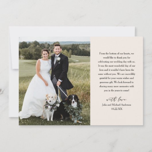 Minimalistische Cream Wedding Altijd en Voor Altij Bedankkaart (Achterkant)